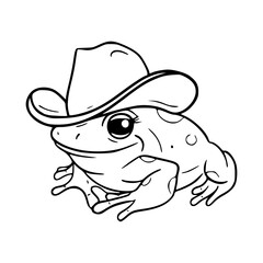 cute frog wearing a cowboy hat outline