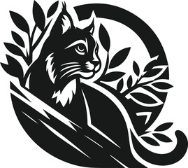 Vector silhouette of a bobcat animal 