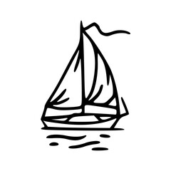 sailing boat line art illustration