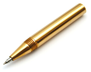 Naklejka premium Gold pen on white background