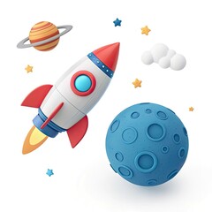 Naklejka premium space rocket on earth