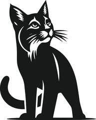 Vector silhouette of a bobcat animal 