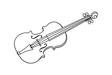 Line Drawing of a Classic Violin Musical Instrument © Chaya