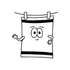 cartoon towel on clothesline outline