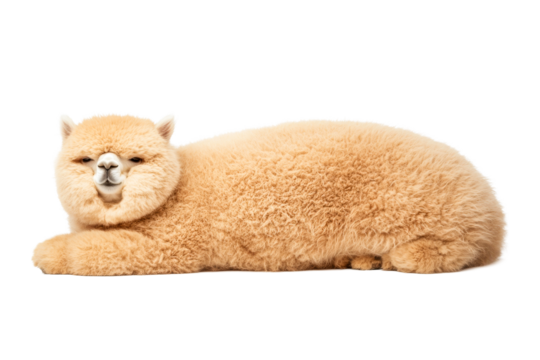 Soft fluffy pet resting comfortably on a transparent background