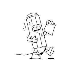 funny pencil with paper line art