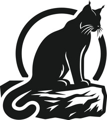 Vector silhouette of a bobcat animal 