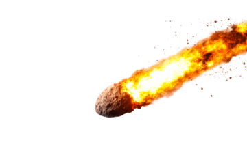 Meteor entering Earths atmosphere with fiery tail