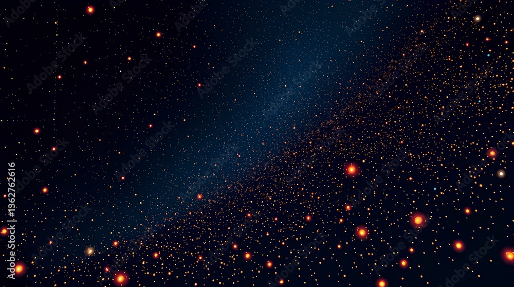 Poster dark starry background with glowing particles and abstract cosmic light patterns for technology them