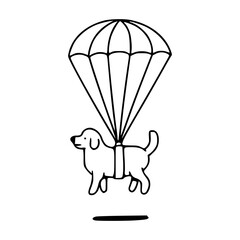 dog with parachute outline vector