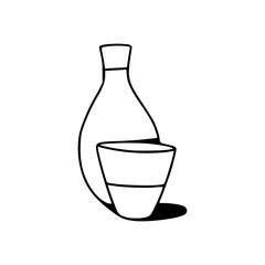 simple sake set drawing