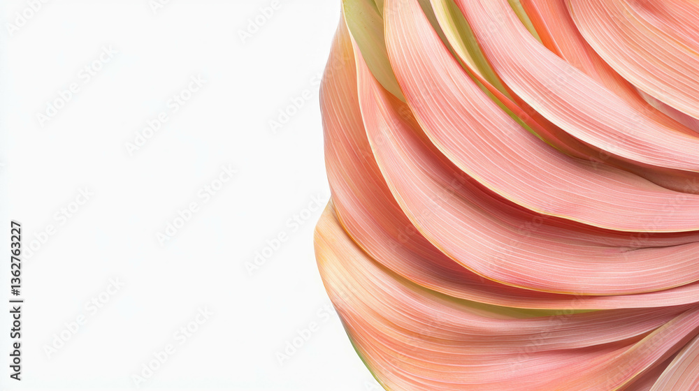 Poster close-up of textured prayer plant leaf with artistic fold pattern for botanical design