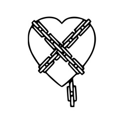heart bound by chain vector