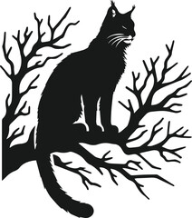 Vector silhouette of a bobcat animal 