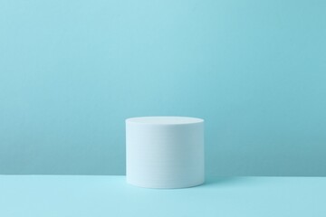 White podium on a blue background