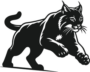 Vector silhouette of a bobcat animal 