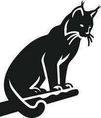 Vector silhouette of a bobcat animal 