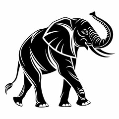elegant elephant silhouette in black and white
