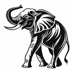 elegant elephant silhouette in black and white