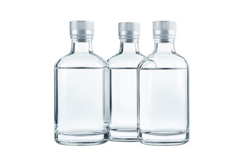 Clear glass bottles arranged with transparent background