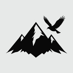 Fototapeta premium Minimalist Mountain Silhouette Vector Art in Black and White Background