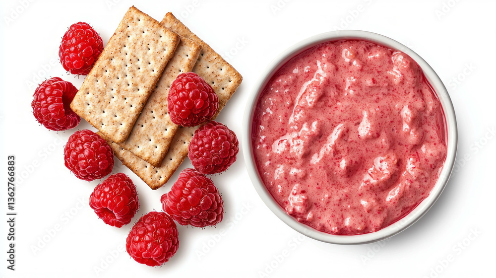 Poster fresh raspberry dip with crackers for gourmet snack ideas