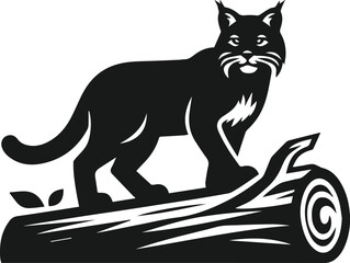 Vector silhouette of a bobcat animal 