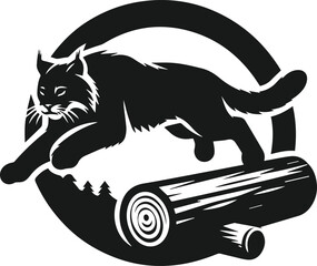 Vector silhouette of a bobcat animal 