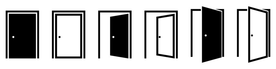 Door icon set simple design