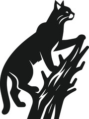 Vector silhouette of a bobcat animal 