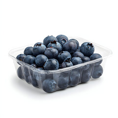 Clear Clam Container Filled with Fresh Plump Blueberries Perfect for Healthy Snacking and Delicious Desserts or Smoothies in a Kitchen Setting