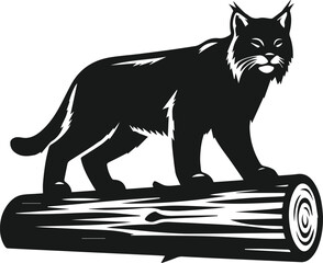 Vector silhouette of a bobcat animal 