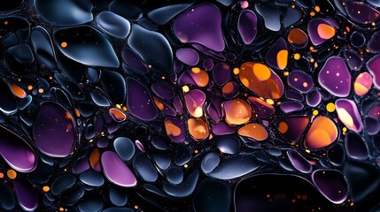 Abstract Fluid Art: Deep Purple and Orange Swirls in Digital Painting AI Generated