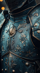 Close-Up of a Knight’s Breastplate Reflecting Torchlight

