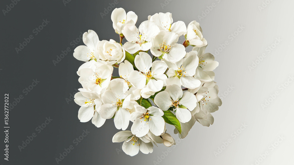 Poster realistic sakura blossom arrangement on dark gradient background for elegant floral design