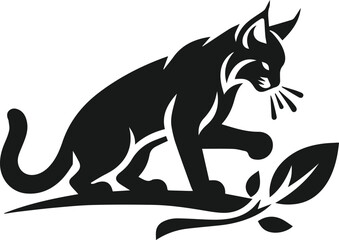 Vector silhouette of a bobcat animal 