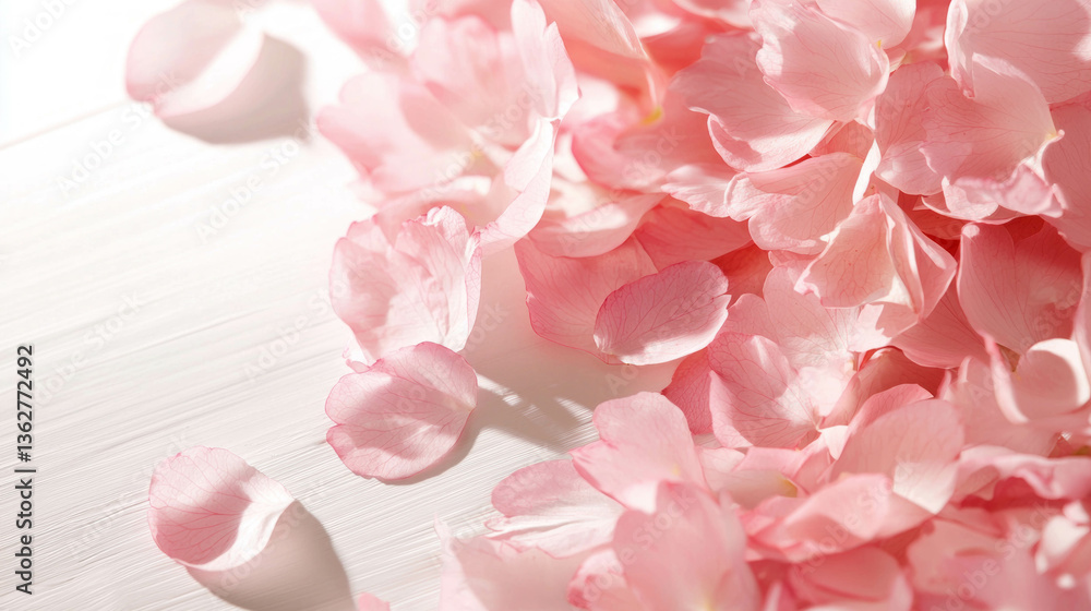 Aufkleber sakura petals forming a heart shape on soft white background for romantic design