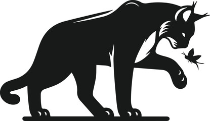 Obraz premium Vector silhouette of a bobcat animal 