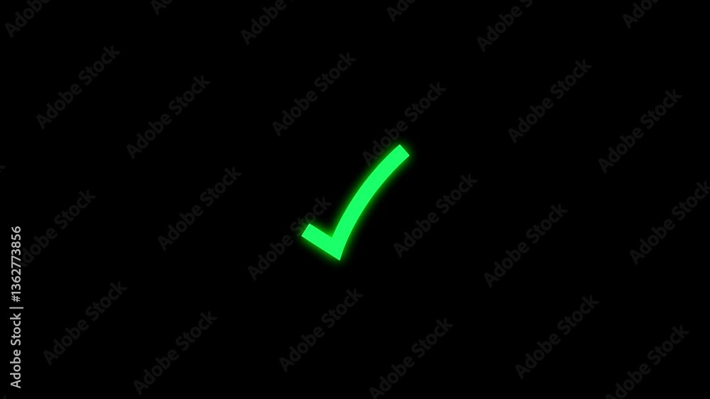 Poster simple tick mark animation with black background. check mark icon , tike mark icon animation.