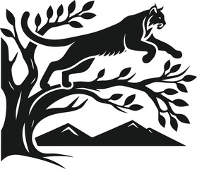 Vector silhouette of a bobcat animal 