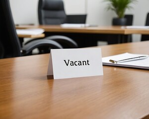 Vacant sign on table