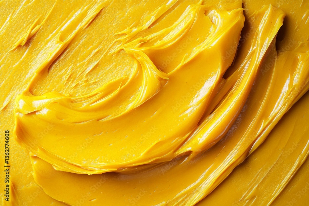 Poster creamy yellow butter spread on a surface showcasing smooth texture and rich color under natural ligh