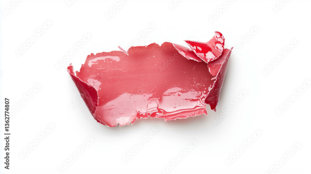 Poster red torn paper with glossy finish on white background