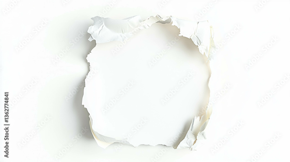 Poster realistic torn edge sticky note on white background for creative design projects