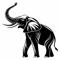 elegant elephant silhouette in black and white