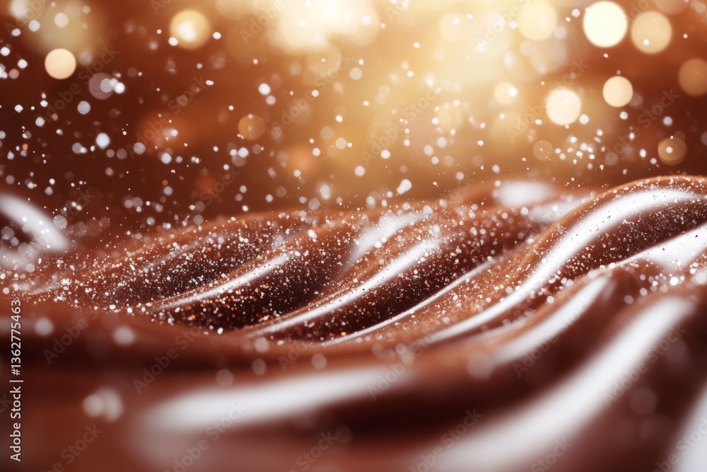 Poster Swirls of rich chocolate create a mesmerizing texture enhanced by sparkling light reflections
