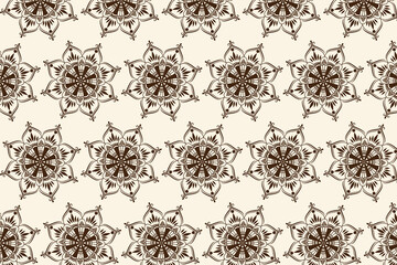 Elegant seamless floral ornament pattern with a vintage style, ideal for wallpaper, textile prints, and classic decorative backgrounds.