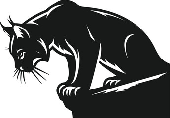 Vector silhouette of a bobcat animal 