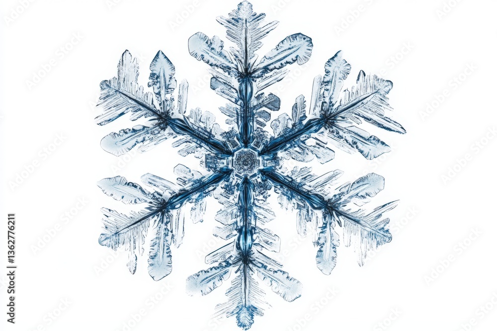 Poster Intricate snowflake design showcasing unique crystallization patterns captured up close during winter