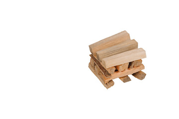 Neatly stacked kindling wood arranged in a structured pile, isolated on a transparent background. Ideal for fire starting, camping, or wood stove use..